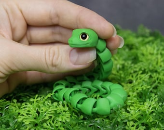 2 psc Articulated 3D Printed Snake with Glass Eyes - Flexible Fidget Toy