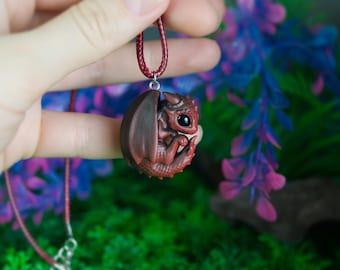 Many Colors Little Baby Dragon Amulet Necklace – Faux Leather Cord