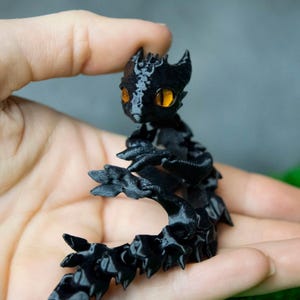 2 pcs Articulated 3D Printed Dragons with Glass Eyes: Flexible Flexi Toy