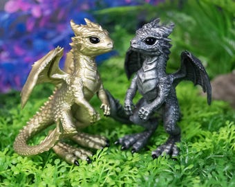 Tiny Dragon Figurine: Shiny Black Eyes, Dragon Lover Gift