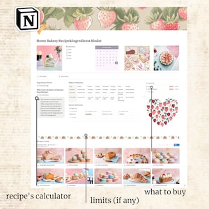 Puede incluir: Una captura de pantalla de un sitio web para una panadería casera. El sitio web presenta una calculadora de recetas, un calendario de panadería y una sección para realizar un seguimiento de los ingredientes. El sitio web también incluye una sección para mostrar imágenes de productos horneados.