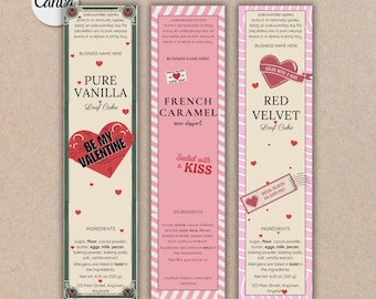 Valentine Editable Mini Cake Tin Labels Microbakery Labels Mini Loaf Pan Baking Packaging Labels Cottage Law Food Label Hearts Pink Soft Tag