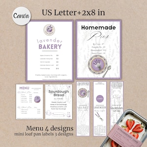 Printable Mini Loaf Pan Desserts Tag Lavender Modern Mini Editable Mini Cake Tin Label Template Minimalistic Cottage Law Food Label Template
