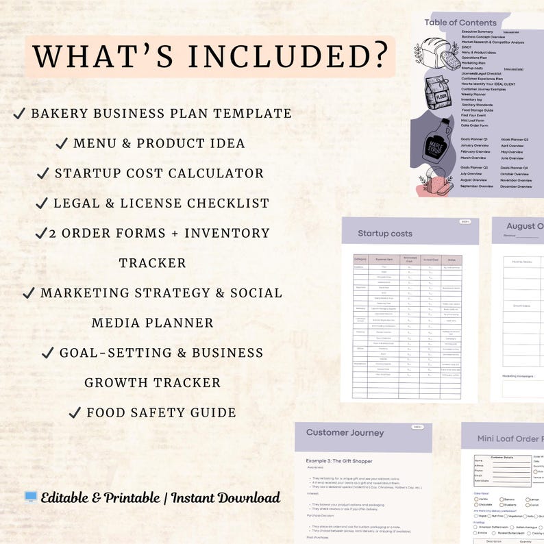 Stay-at-Home Mom Bakery Business Planner Cottage Bakery Business Plan Baking Business Roadmap Small Business Printable Microbakery Worksheet