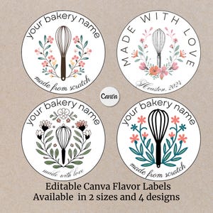 Etiqueta para batedor de assar, selo redondo vintage, etiqueta de marca nostálgica, etiqueta de produto, etiqueta personalizada, sobremesa, artesão, confeitaria, etiquetas de inicialização editáveis