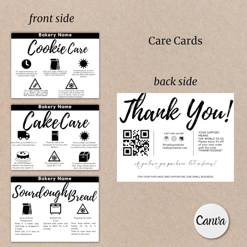 Rustic Minimalist Bakery Label Bundle 53 Editable Cottage Food Labels for Baked Goods Printable Thermal Printer DIY Ingredient Stickers
