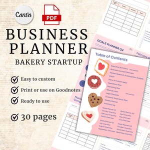 Bakery Business Plan Template Baking Startup Business Workbook Template Starting a Business Home Bakery Goals SWOT Baker's Business Planner