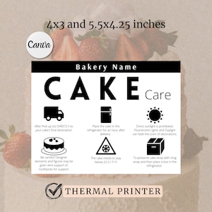 Karta pielęgnacji tortu Tort weselny Instrukcja przechowywania tortu Minimalistyczna wizytówka z kodem QR Etykieta żywności Wkładka do opakowania tortu weselnego Piekarnia