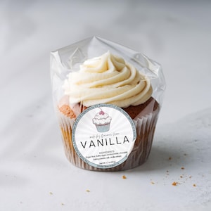Etiquetas de cupcake retrô, sabores de cupcake clássicos dos EUA, selos, adesivos de ingredientes personalizados, etiqueta de ingrediente de padaria caseira, etiquetas de sabor para guloseimas de casamento
