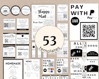Minimalist Bakery Label Bundle 53 Editable Cottage Food Labels Baked Goods Printable Thermal Printer Price List Ingredient Stickers Package