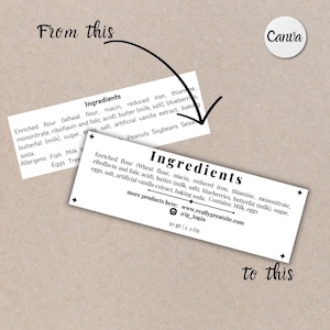 Puede incluir: Un primer plano de una etiqueta blanca con texto negro que dice "Ingredientes" y enumera los ingredientes de un producto alimenticio. Los ingredientes incluyen harina de trigo, niacina, hierro reducido, mononitrato de tiamina, riboflavina, &aacute;cido f&oacute;lico, mantequilla, ar&aacute;ndanos, grasa de mantequilla, az&uacute;car, sal, extracto artificial de vainilla y bicarbonato de sodio. La etiqueta tambi&eacute;n incluye una direcci&oacute;n de sitio web y un identificador de redes sociales.