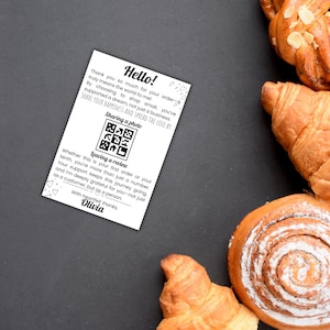Thank You Cards Thermal Printer Label Home Bakery Thermal Printing Labels QR Code Small business Packaging Editable Sticker 6x4 Pocket Hug