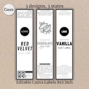 Printable Mini Loaf Pan Desserts Tag Editable Mini Cake Tin Minimalistic Connecticut Florida Louisiana Cottage Law Food Label Template DIY