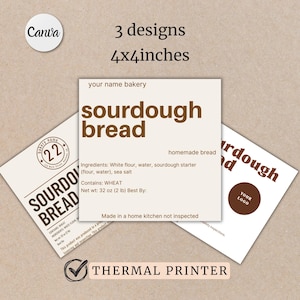 Cottage Food Label For Sourdough Bread Home Baked Goods Packaging Idea with Ingredients Food Labels Home Bakery Stickers Cottage Bakery Tag