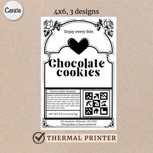 Schokoladenkeks Thermodrucker 4x6 Etikett für Bäckerei schwarze Tinte Zutatenliste für Keksetikett mit QR- und Allergenaufkleber Cottage Law