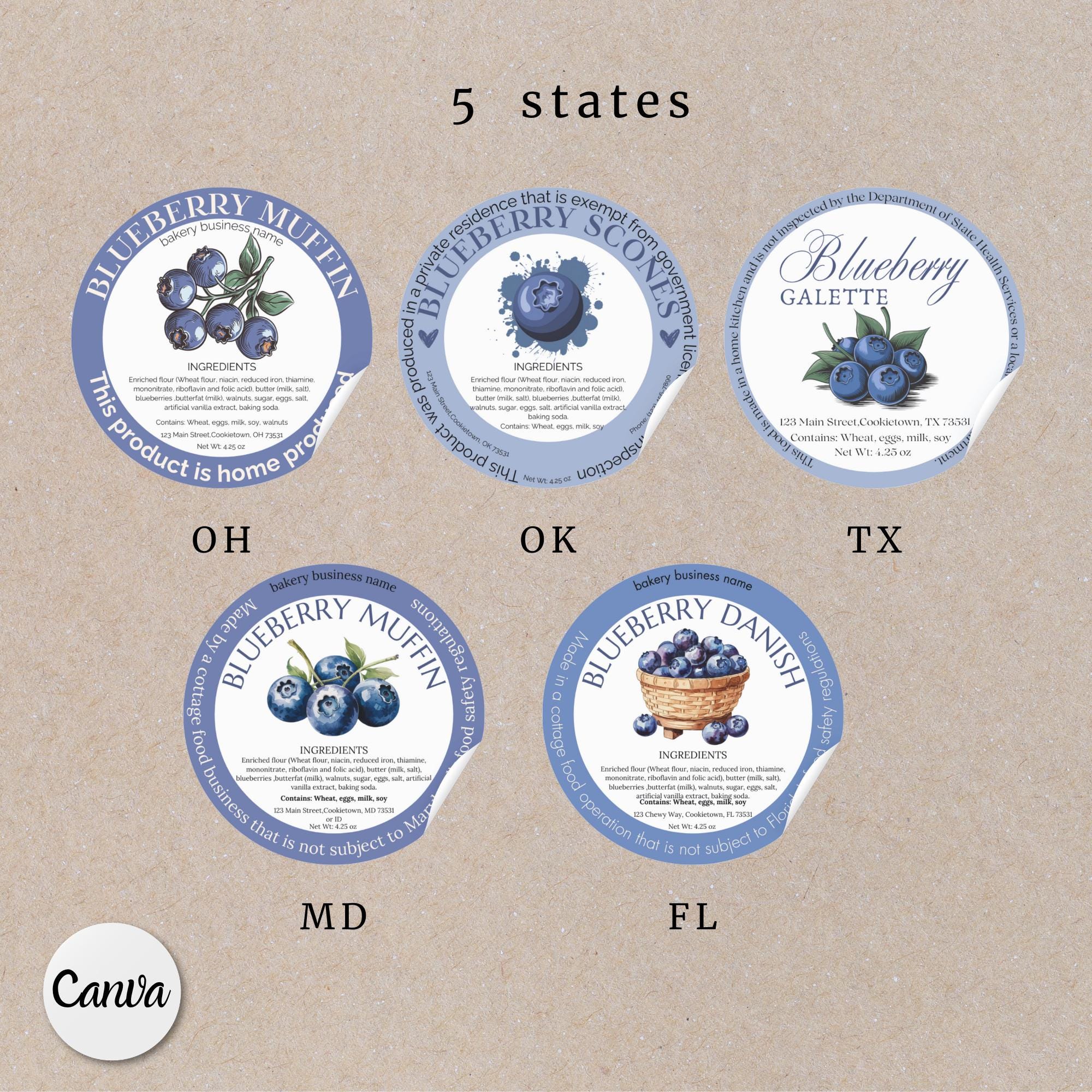Blueberry Flavor Sticker Cottage Law Texas Illustrated Label Maryland ...