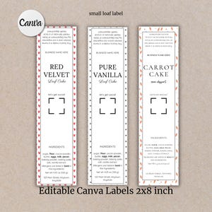 Printable Mini Loaf Pan Desserts Tag Modern Mini Editable Mini Cake Tin Label Template Minimalistic Cottage Law Food Label Template Custom
