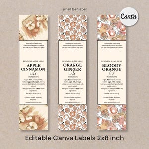 Editable Mini Cake Tin Label Template Mini Loaf Baking Pan Label Mini Cake Tin Sealed Label Printable Trendy Mini Loaf Cake Christmas Tag