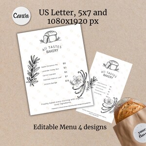 Bakery Menu Template Editable Farmers Market Display Price List Customizable Pie Price List For Baking Goods Cottage Food Home Microbakery