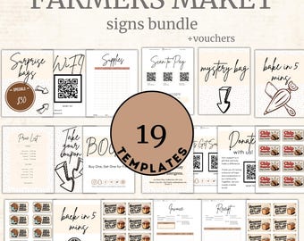 Printable Farmers Market Price List and Cottage Law Signs Editable Farmers Market Sign Bundle for Cottage Food Sellers Payment Placard Canva