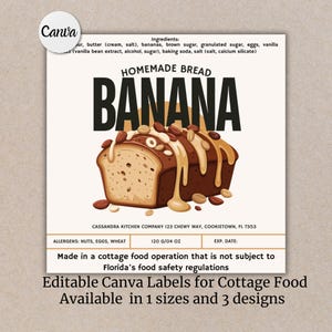 Cottage Law süßes Brot Etikett Allergenhinweis Etiketten bearbeitbar Etikett Drucker Cottage Lebensmittel Sofort Download