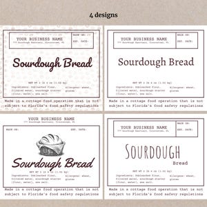 Etiquetas de pan de masa madre para imprimir Etiqueta minimalista para ingredientes caseros Etiqueta de alerta de gluten Etiqueta de panadería Cottage Law Fabricación de pan