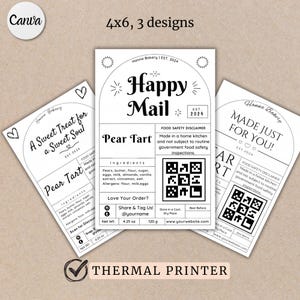 Thermodrucker Aufkleber Etiketten für kleine Unternehmen Vintage Bäckerei Danke Etikett Cottage Lebensmittelgesetz Zutat Aufkleber druckbarer benutzerdefinierter QR