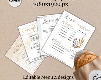 Sourdough Bakery Menu Template Bundle Editable Bread Price List Customizable Sourdough Bread Price List For Farmer Market Event Microbakery