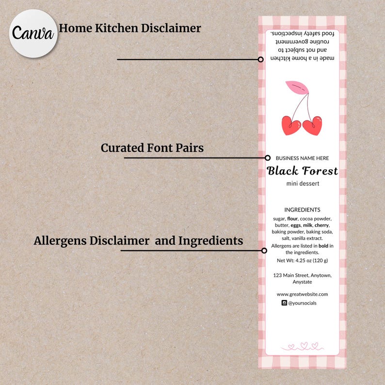 Mini Cake Tin Labels Printable Bakery Label Template Mini Loaf Pan ...