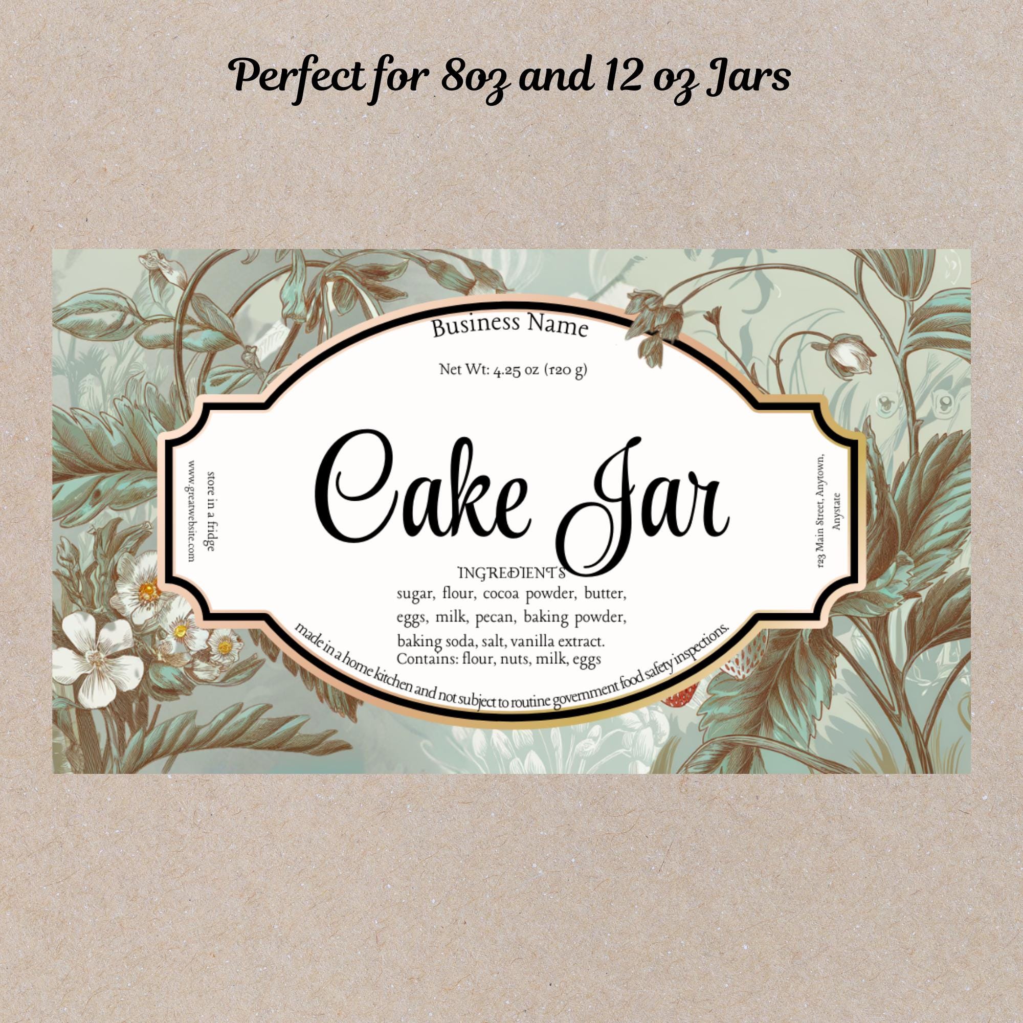 Cake Jar Label Cottage Kitchen Home Cakery Strawberry Cakes Labels ...