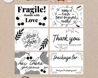 Feminine Printable Thermal Printer Labels for Small Businesses Thank You Cards Thermal Printer Label Home Bakery Gift Packaging Editable