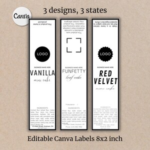 Printable Mini Loaf Pan Desserts Tag Editable Mini Cake Tin Minimalistic Arkanzas Ohio Washington Cottage Law Food Label Template Custom DIY