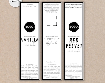 Printable Mini Loaf Pan Desserts Tag Editable Mini Cake Tin Minimalistic Arkanzas Ohio Washington Cottage Law Food Label Template Custom DIY