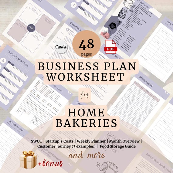 Stay-at-Home Mom Bakery Business Planner Cottage Bakery Business Plan Baking Business Roadmap Small Business Printable Microbakery Worksheet