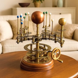 Handcrafted Brass Orrery Solar System Model – Steampunk Planetarium Decor | Vintage Astronomy Gift | Mechanical Desk Display