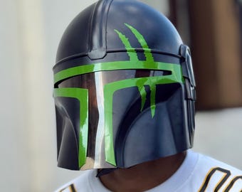 Star Wars Mandalorian Helm | Grüner Mando Helm Replikat | Din Djarin Cosplay Requisite | Herren Geek Geschenk | Star Wars Wohnkultur Sammlerstück
