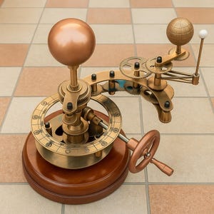 Luxury Tellurion Orrery – Rotating Earth Model with Brass Gears & Wooden Base | Steampunk Astronomy Decor