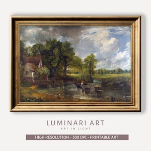 The Hay Wain Printable Landscape Art Vintage Farmhouse Wall Decor Romantic Countryside Scene John Constable Digital Download