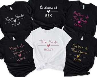 Gepersonaliseerde T-shirts vrijgezellenfeest, T-shirts bruidsfeest, T-shirts vrijgezellenfeest, vrijgezellenfeestcadeaus, T-shirt team bruid, T-shirt bruiloft