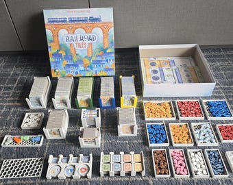Railroad Tiles Base Game + 4 Expansions Board Game Insert