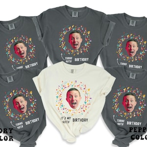 Custom Birthday Photo Name Shirt 2025, Birthday Face Name Tee, Funny Birthday Matching Shirts, Birthday Party Group Shirts for Friends 2025