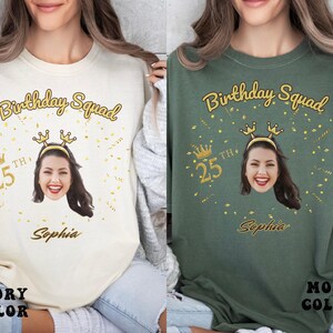 Custom Birthday Photo Name Shirt 2025, Birthday Face Name Tee, Funny Birthday Matching Shirts, Birthday Party Group Shirts for Friends 2025