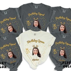 Custom Birthday Photo Name Shirt 2025, Birthday Face Name Tee, Funny Birthday Matching Shirts, Birthday Party Group Shirts for Friends 2025