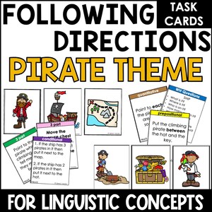 Può includere: Un set di schede attività colorate a tema pirata. Le schede presentano diverse attività per imparare le preposizioni, i quantificatori e le frasi condizionali. Le schede sono progettate per essere utilizzate con i bambini che imparano l'inglese come seconda lingua.