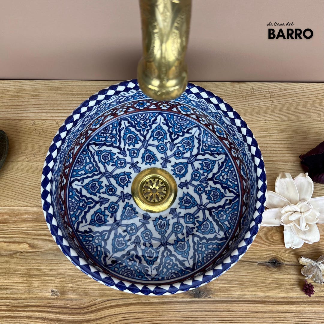 Royal Bath Moroccan Mosaic Styled Waste Basket (7.3