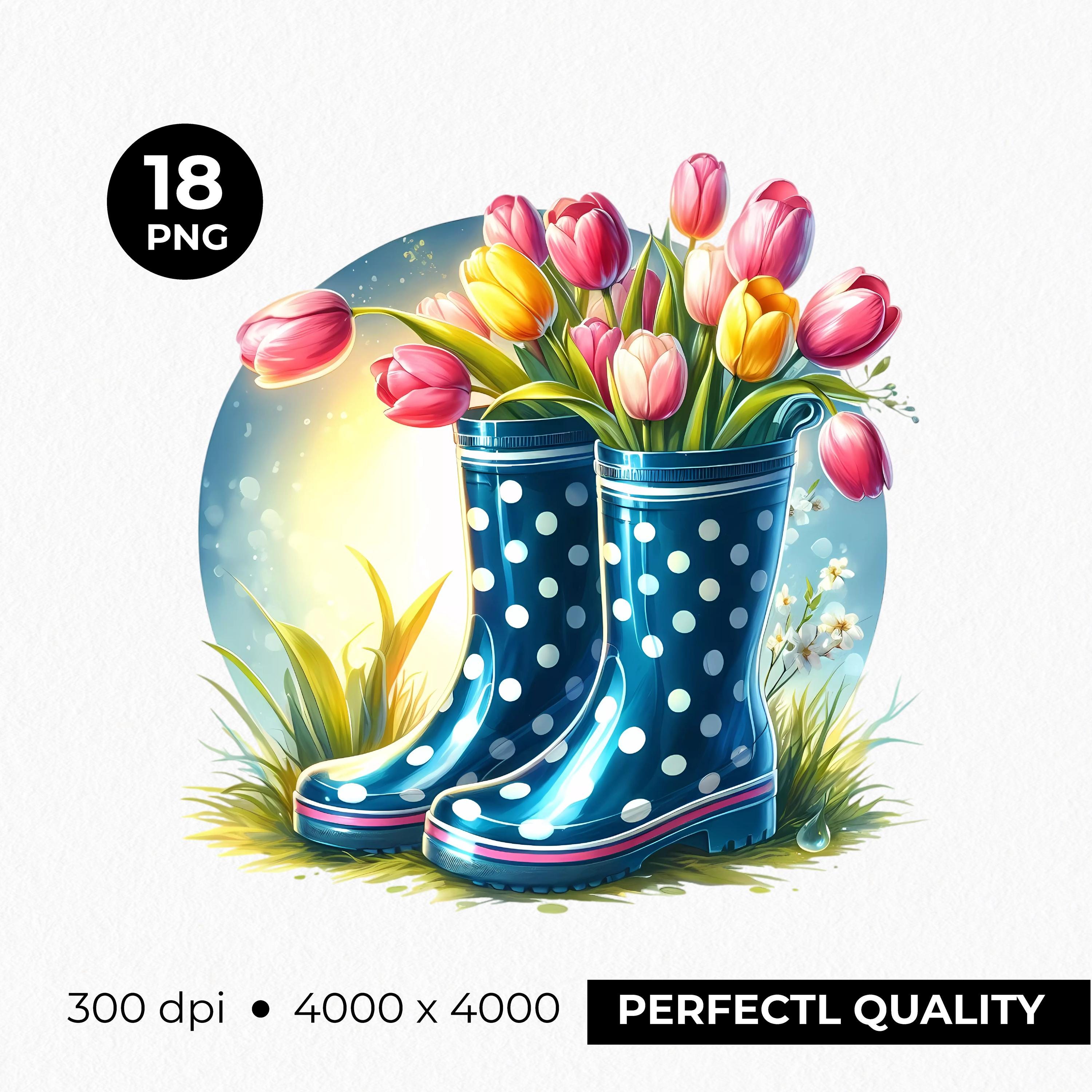 Polka Dot Rain Boots PNG, Spring Garden Clipart (digital Download) - Etsy