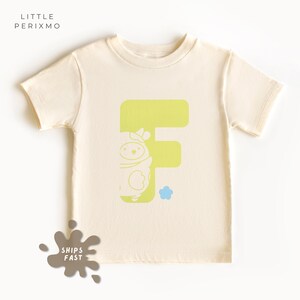 Cute Animal Alphabet Shirt - Cartoon Letter F Tee for Kids - Back to School Outfit - Toddler Youth T-shirt - Sheep Print Alphabet Gift