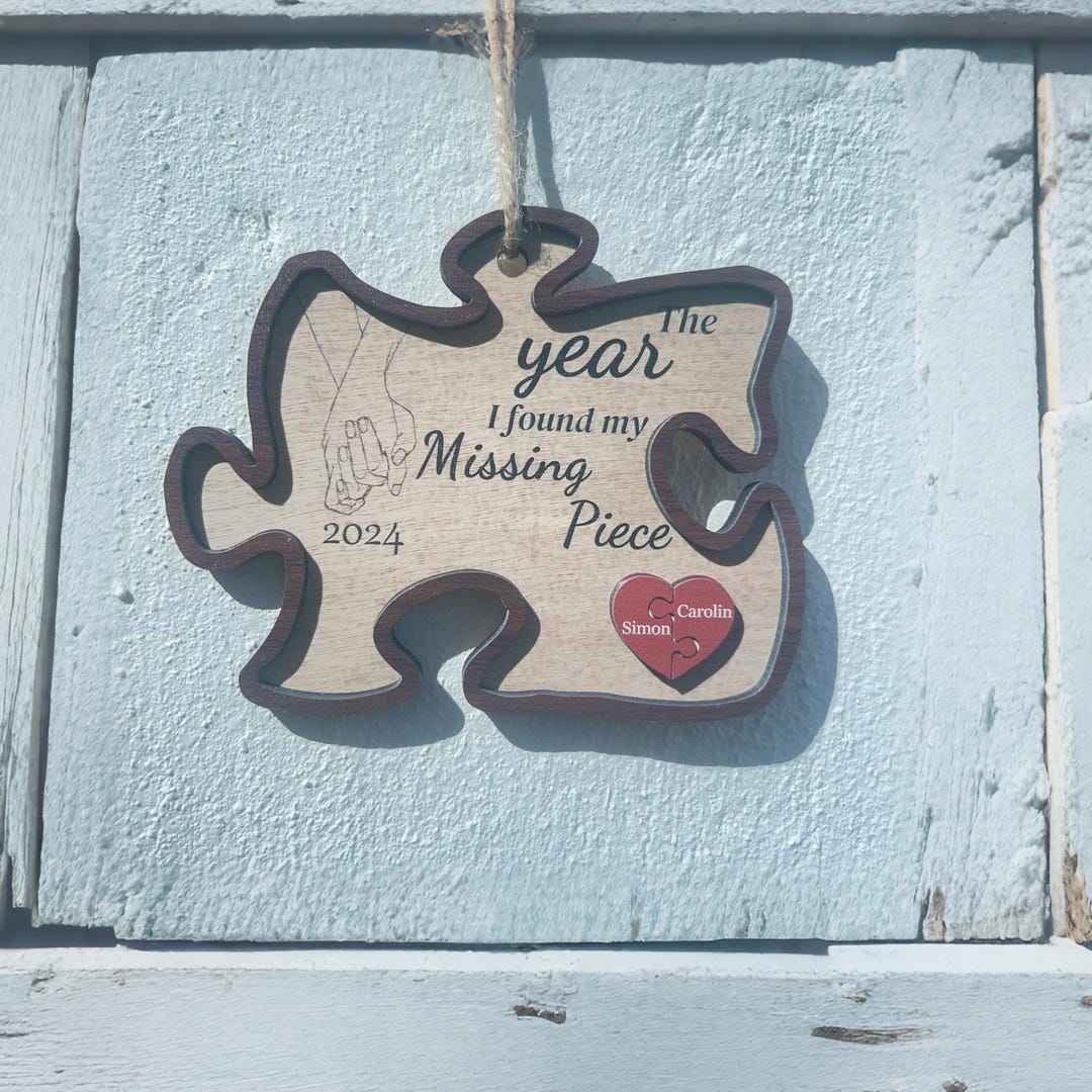 Biglietto Di Anniversario In Legno Con Pezzo Puzzle - 'I Found My Missing Piece' - 2 Anni - Con Busta Kraft - 6