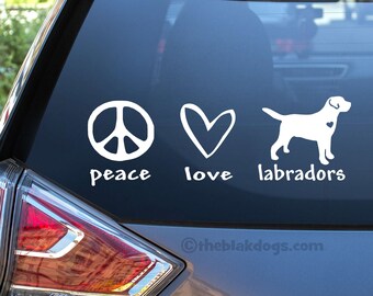 Peace Love Labradors | Car Window Sticker Vinyl Decal - The Perfect Accessory for Labrador Enthusiasts!