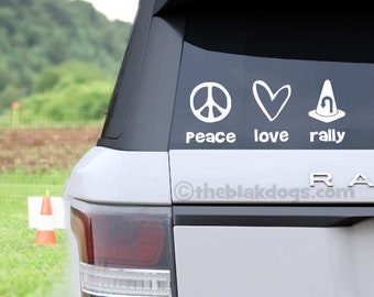 Peace Love Rally Decal | Vinyl Sticker for Car Window | Rally Obedience Dog Sports | Perfect judges gift | Weatherproof artwork